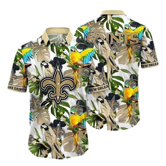New Orleans Saints Parrot Tropical Hawaiian Shirt - Moonbestprint