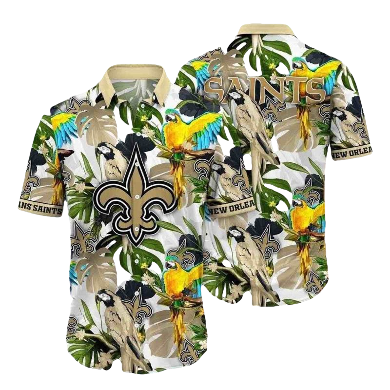 New Orleans Saints Parrot Tropical Hawaiian Shirt - Moonbestprint