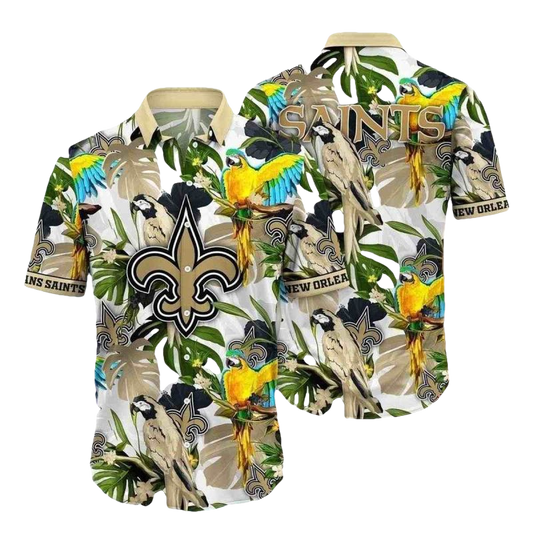 New Orleans Saints Parrot Tropical Hawaiian Shirt - Moonbestprint