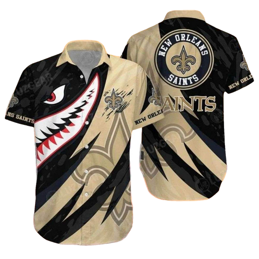 New Orleans Saints Menacing Shark Hawaiian Shirt - Moonbestprint