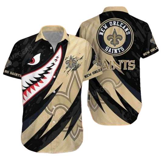 New Orleans Saints Menacing Shark Hawaiian Shirt - Moonbestprint