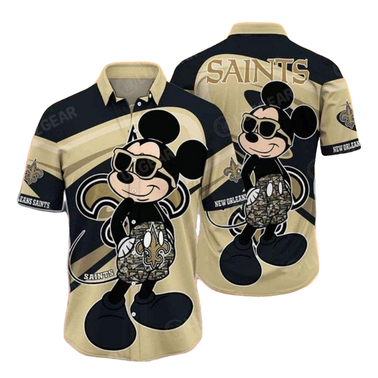 New Orleans Saints Mickey Fan Hawaiian Shirt - Moonbestprint