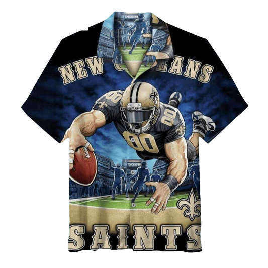 New Orleans Saints Mascot Football Action Hawaiian Shirt - Moonbestprint
