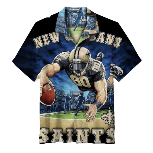 New Orleans Saints Mascot Football Action Hawaiian Shirt - Moonbestprint