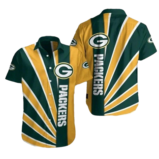 Green Bay Packers Green And Gold Varsity Stripes Hawaiian Shirt - Moonbestprint