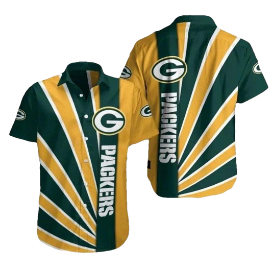 Green Bay Packers Green And Gold Varsity Stripes Hawaiian Shirt - Moonbestprint