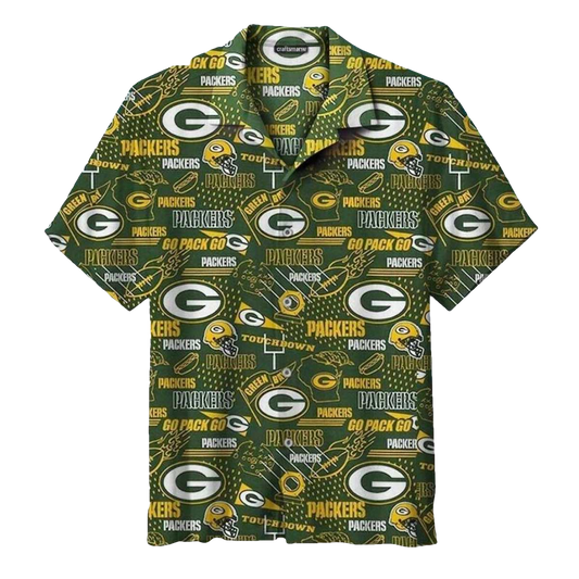 Green Bay Packers Go Pack Go Logo Hawaiian Shirt - Moonbestprint