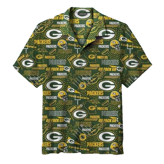 Green Bay Packers Go Pack Go Logo Hawaiian Shirt - Moonbestprint
