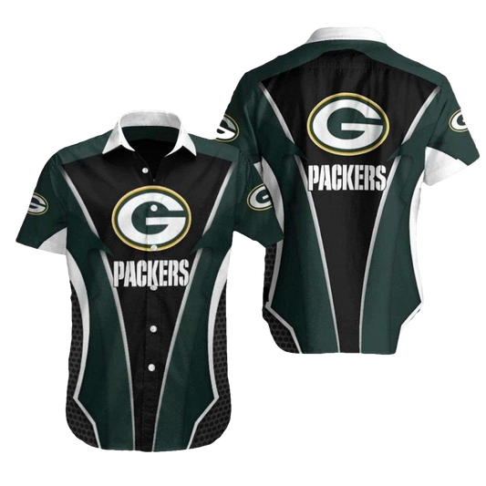 Green Bay Packers Game Time Stripe Detail Hawaiian Shirt - Moonbestprint