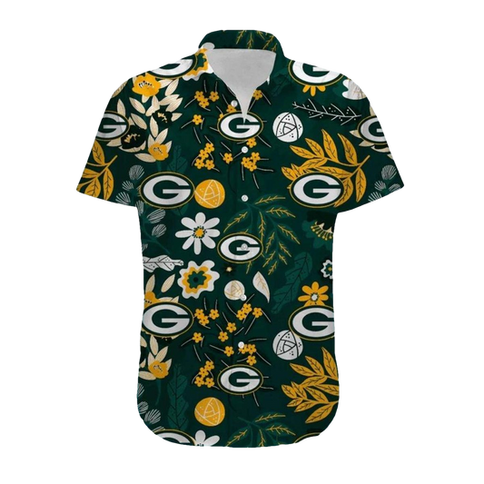 Green Bay Packers Floral Pattern Tropical Fanwear Hawaiian Shirt - Moonbestprint