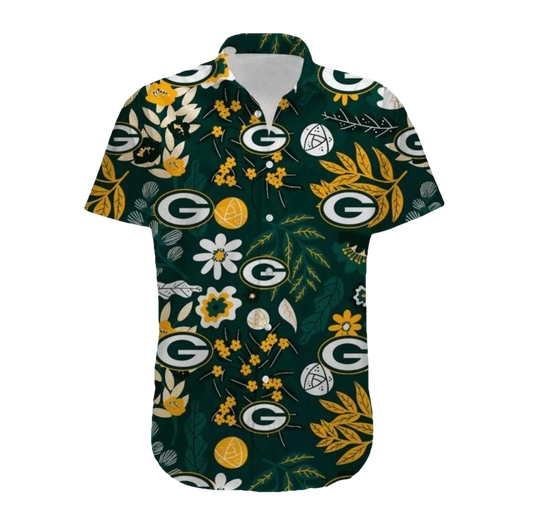 Green Bay Packers Floral Pattern Tropical Fanwear Hawaiian Shirt - Moonbestprint