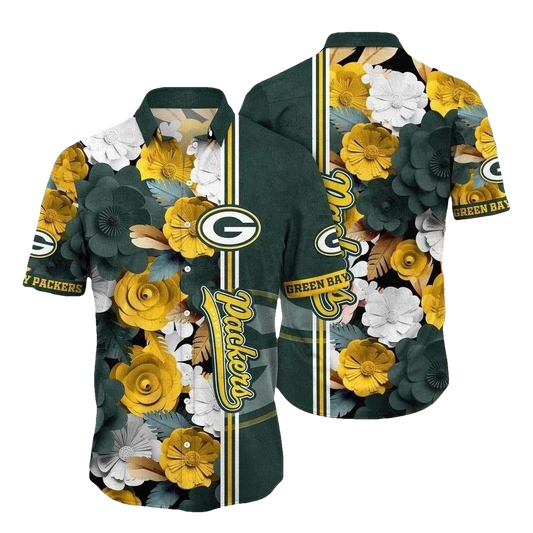 Green Bay Packers Festive Flora Hawaiian Shirt - Moonbestprint