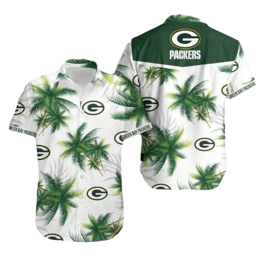 Green Bay Packers Coconut Palm Tree Hawaiian Shirt - Moonbestprint