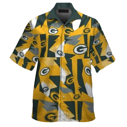 Green Bay Packers Bold Geometric Pattern Hawaiian Shirt - Moonbestprint