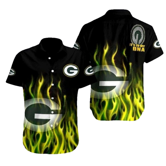 Fiery Spirit Green Bay Packers Flaming Hawaiian Shirt - Moonbestprint