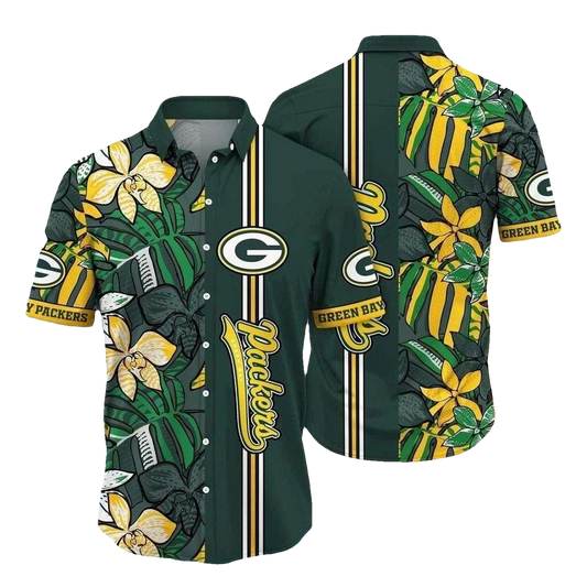 Flower Chic Green Bay Packers Tropical Hawaiian Shirt - Moonbestprint