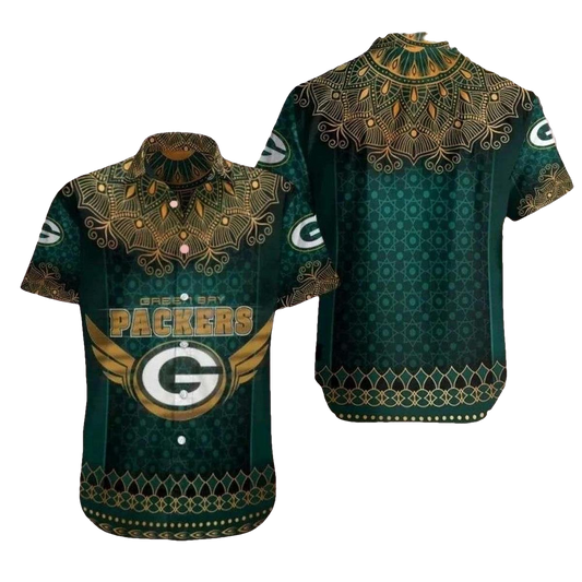 Elegant Green Bay Packers Mandala Pattern Tropical Hawaiian Shirt - Moonbestprint