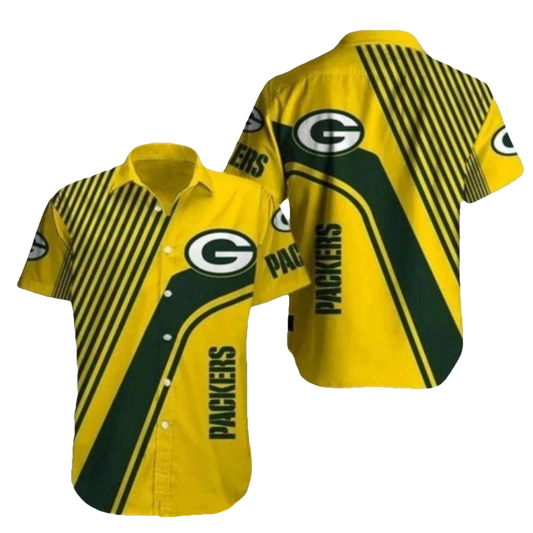 Bold Gold And Green Packers Hawaiian Shirt - Moonbestprint