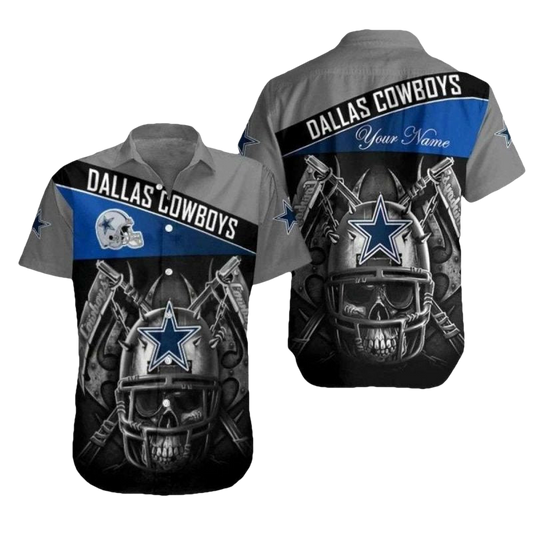 Personalized Dallas Cowboys Warrior Spirit Helmet And Skull Hawaiian Shirt - Moonbestprint