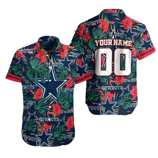Personalized Dallas Cowboys Vintage Tropical Hawaiian Shirt - Moonbestprint