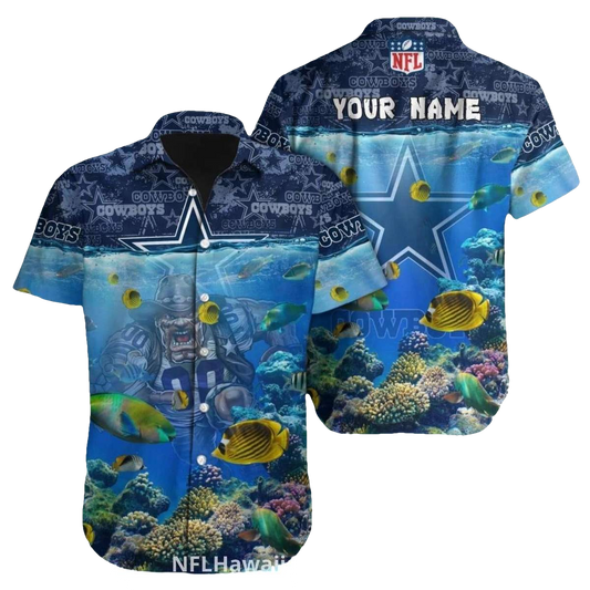 Personalized Dallas Cowboys Underwater Coral Reef Theme Hawaiian Shirt - Moonbestprint