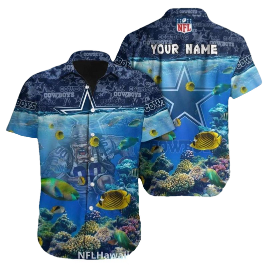 Personalized Dallas Cowboys Underwater Coral Reef Theme Hawaiian Shirt - Moonbestprint