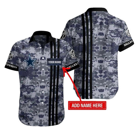 Personalized Dallas Cowboys Tactical Camo Military Pride Hawaiian Shirt - Moonbestprint