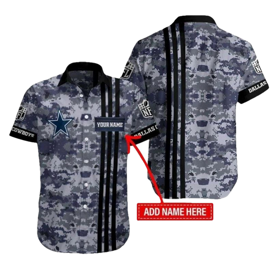 Personalized Dallas Cowboys Tactical Camo Military Pride Hawaiian Shirt - Moonbestprint