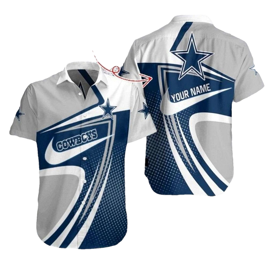 Personalized Dallas Cowboys Swirling Pride Halftone Pattern Hawaiian Shirt - Moonbestprint