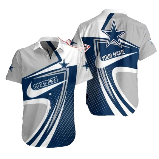 Personalized Dallas Cowboys Swirling Pride Halftone Pattern Hawaiian Shirt - Moonbestprint