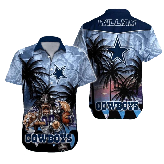 Personalized Dallas Cowboys Sunset Coconut Palm Tree Hawaiian Shirt - Moonbestprint