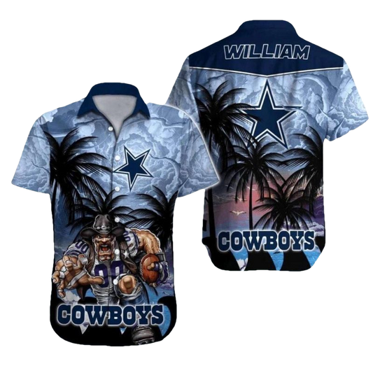Personalized Dallas Cowboys Sunset Coconut Palm Tree Hawaiian Shirt - Moonbestprint