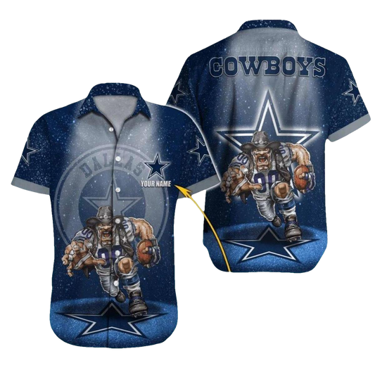 Personalized Dallas Cowboys Starry Night Football Beast With Mascot Hawaiian Shirt - Moonbestprint