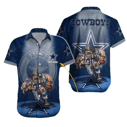 Personalized Dallas Cowboys Starry Night Football Beast With Mascot Hawaiian Shirt - Moonbestprint