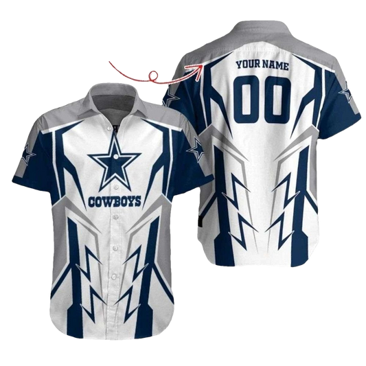 Personalized Dallas Cowboys Starburst White Pattern Hawaiian Shirt - Moonbestprint