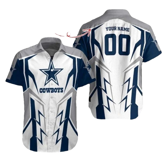 Personalized Dallas Cowboys Starburst White Pattern Hawaiian Shirt - Moonbestprint