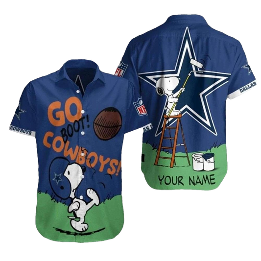 Personalized Dallas Cowboys Snoopys Game Day Peanuts Character Fan Hawaiian Shirt - Moonbestprint