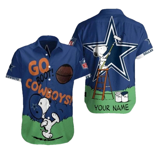 Personalized Dallas Cowboys Snoopys Game Day Peanuts Character Fan Hawaiian Shirt - Moonbestprint