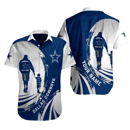 Personalized Dallas Cowboys Nation Silhouette Like Father Like Son Hawaiian Shirt - Moonbestprint