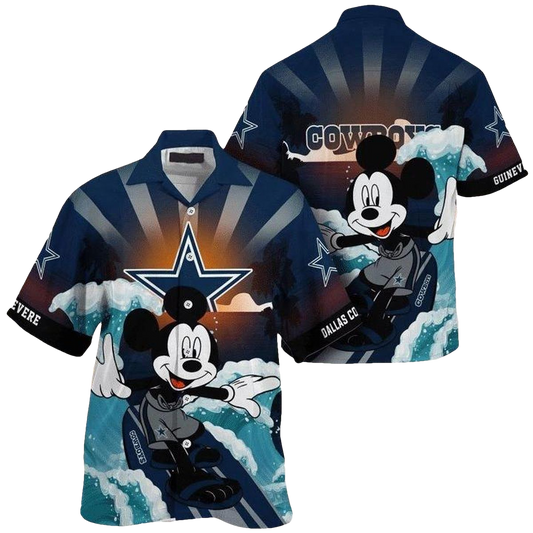 Personalized Dallas Cowboys Mickey Surf Funny Hawaiian Shirt - Moonbestprint