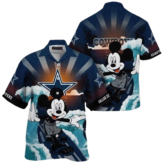 Personalized Dallas Cowboys Mickey Surf Funny Hawaiian Shirt - Moonbestprint