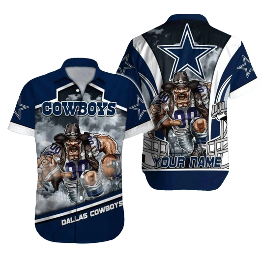 Personalized Dallas Cowboys Mascot Stormy Football Battle Hawaiian Shirt - Moonbestprint