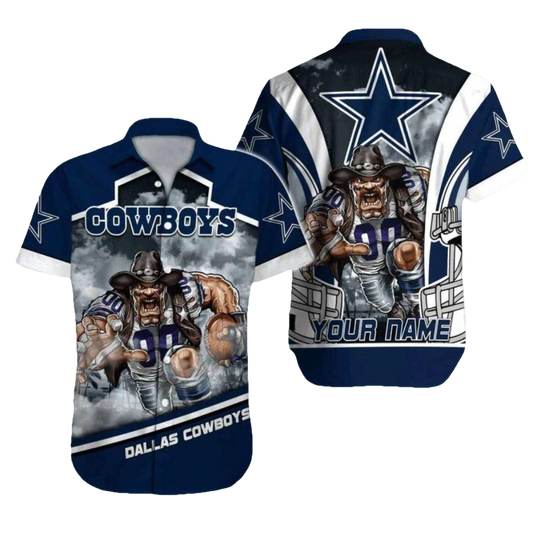 Personalized Dallas Cowboys Mascot Stormy Football Battle Hawaiian Shirt - Moonbestprint