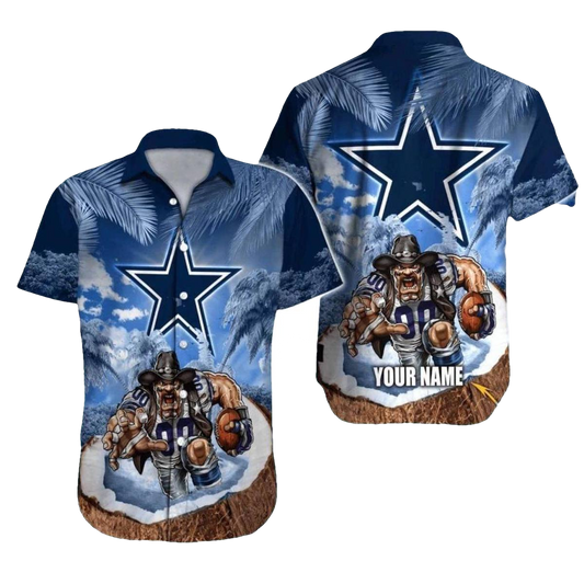 Personalized Dallas Cowboys Logo And Football Warrior Hawaiian Shirt - Moonbestprint