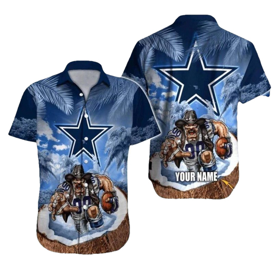 Personalized Dallas Cowboys Logo And Football Warrior Hawaiian Shirt - Moonbestprint