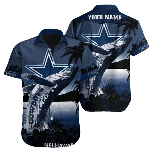 Personalized Dallas Cowboys Humpback Whale Ocean Theme Hawaiian Shirt - Moonbestprint