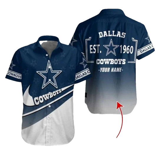 Personalized Dallas Cowboys Heritage Stripe Est 1960 Hawaiian Shirt - Moonbestprint