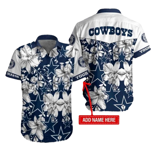Personalized Dallas Cowboys Floral Starry Night Hawaiian Shirt - Moonbestprint