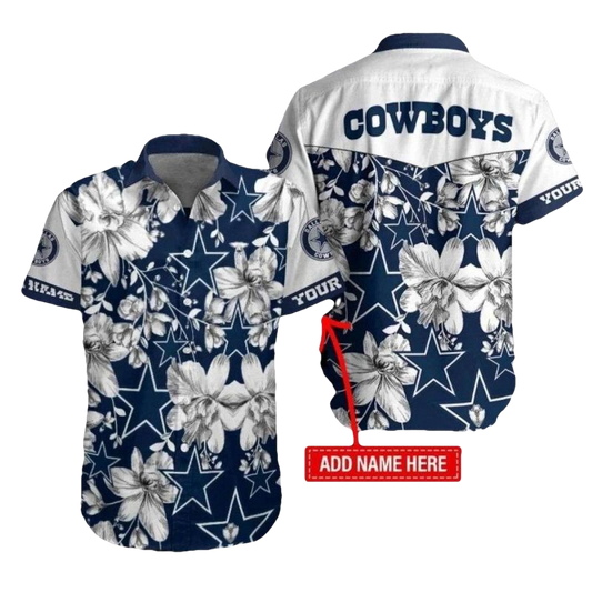 Personalized Dallas Cowboys Floral Starry Night Hawaiian Shirt - Moonbestprint