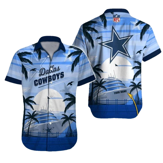 Personalized Dallas Cowboys Cruise Ship Tropical Theme Hawaiian Shirt - Moonbestprint